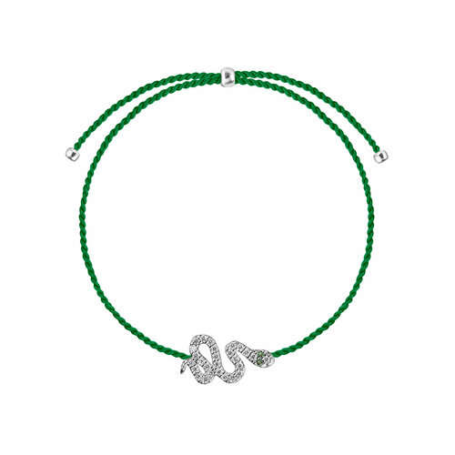 Браслет Wanna? Be!, фианит, зеленый, серебристый