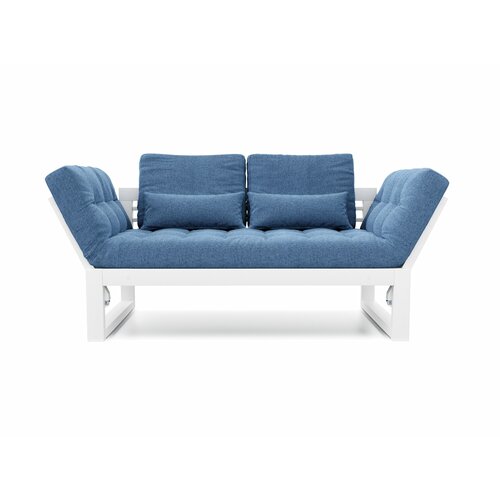Диван садовый Soft Element Бьерк Blue, раскладные подлокотники, массив дерева, рогожка, на террасу, на веранду, для дачи и сада, дачный, для бани в комнату отдыха синий, blue