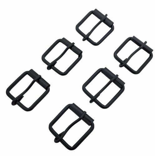 Пряжка с роликом 25х25 мм 6 шт металл чёрная 305₽