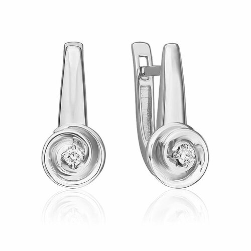 фото Серьги platina, белое золото, 585 проба, родирование, бриллиант, серебряный