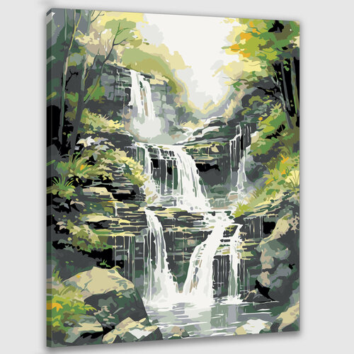 Картина по номерам 50х40 Свежесть водопада