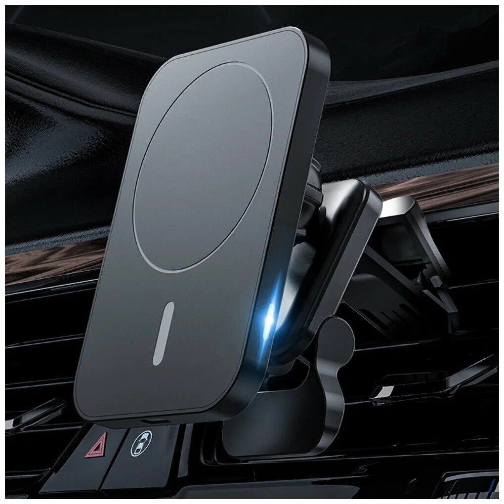 Автомобильное беспроводное зарядное устройство MagSafe 15W для Apple iPhone 12/12 Pro/12 mini/12 Pro max/ iPhone 13/13 Pro/13 mini/13 Pro Max с ште. чёрный
