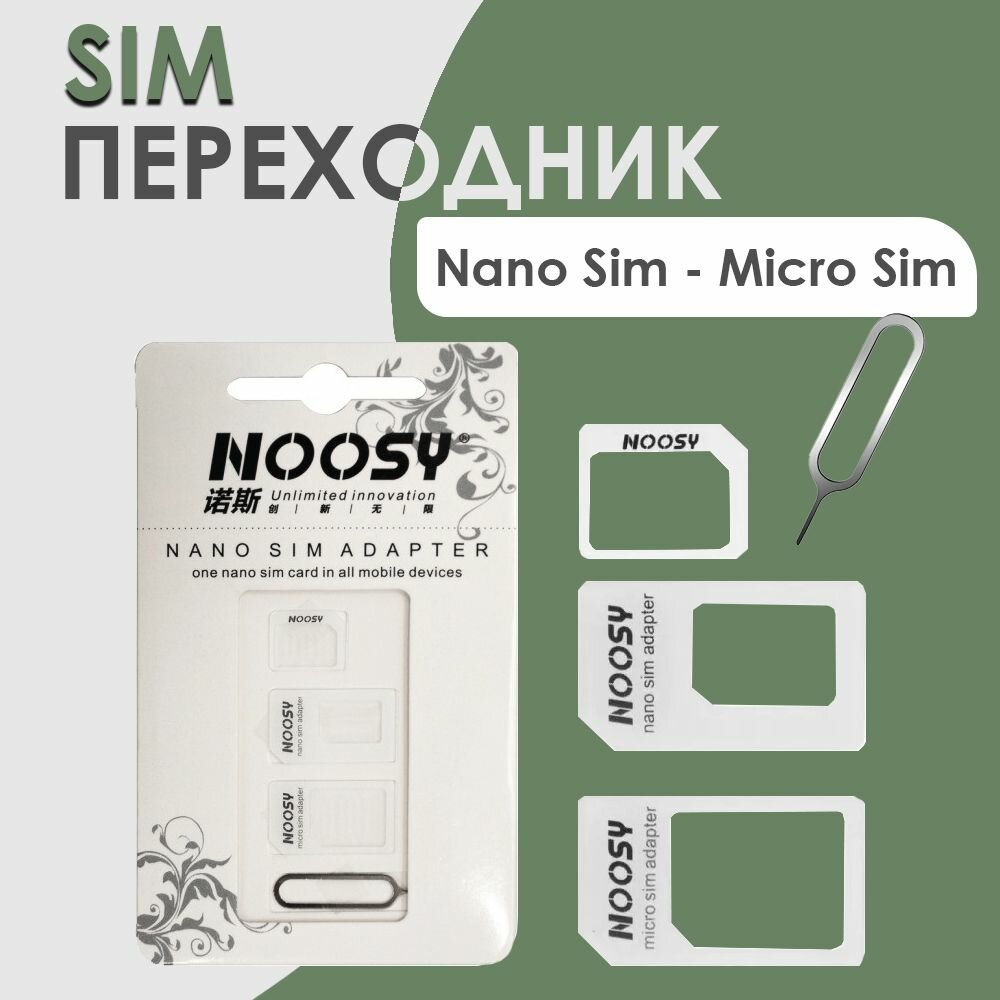 Адаптер-переходник SIM-карт для Nano Micro Standart 3 в 1 + скрепка