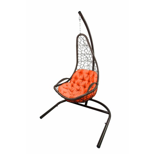 Кресло подвесное Кипр арт.7028 (стойка+основание. черн, корзн. корич, подуш. оранжевая. 3уп. (Т)) кресло подвесное сфера арт cn700 мткор стойка осн корич корзн корич подуш корич 3уп м