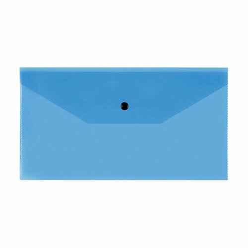 Папка-конверт на кнопке СТАММ С6+, 150мкм, пластик, прозрачная, синяя (30 шт)