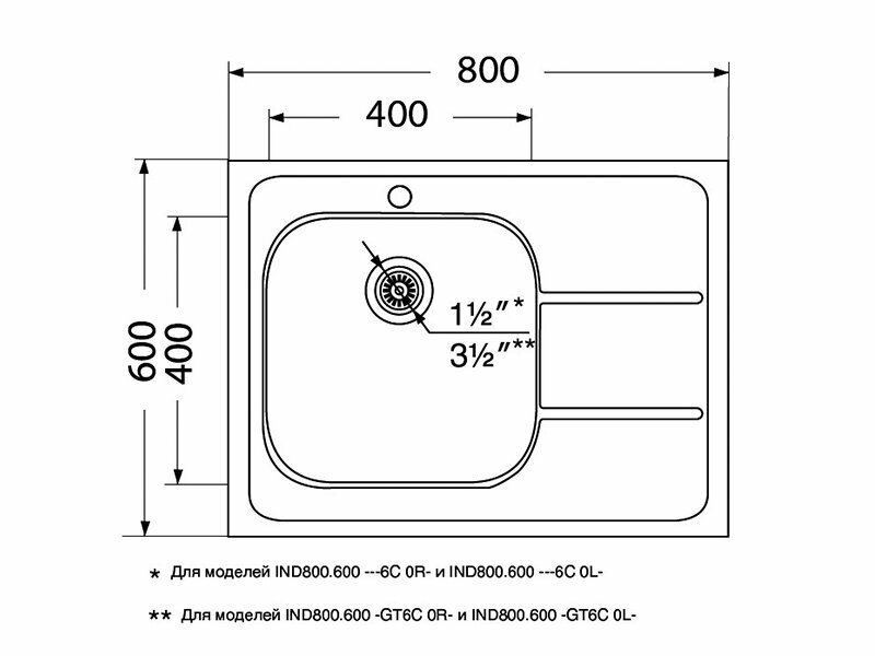 Кухонная мойка Ukinox Иннова IND800.600 ---6C 0L-