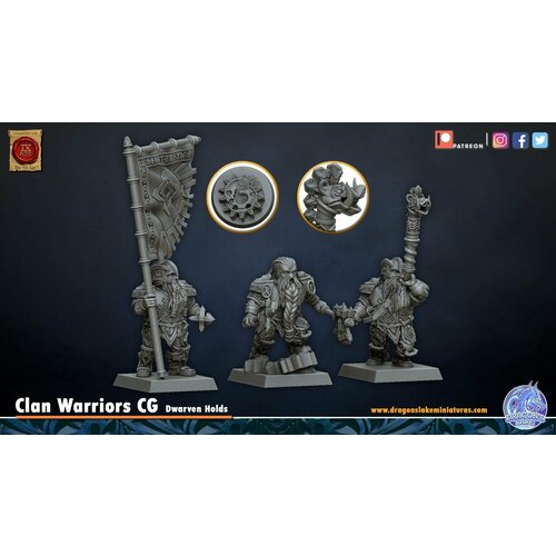 Миниатюра Warhammer Гномы Dwarf Clan Warrior Com Group 38mm 56mm resin model dwarf dwarves warrior figure unpainted rw 192