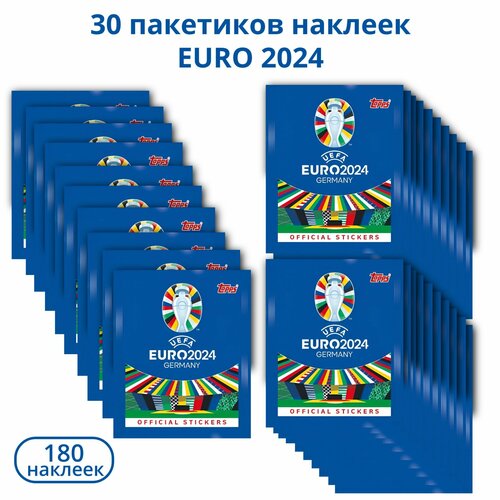 30 пакетиков наклеек Topps Евро 2024 Sticker Collection футбольные коллекционные наклейки для любителей панини 180 шт 30 пакетиков наклеек panini uefa euro 2020 150 наклеек