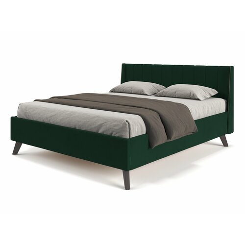 фото Кровать двуспальная soft element тампа 140х200 green, с мягким изголовьем, с подъемным механизмом, велюр, зеленый