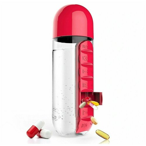 Бутылка для воды с таблетницей на неделю 700 мл 480₽