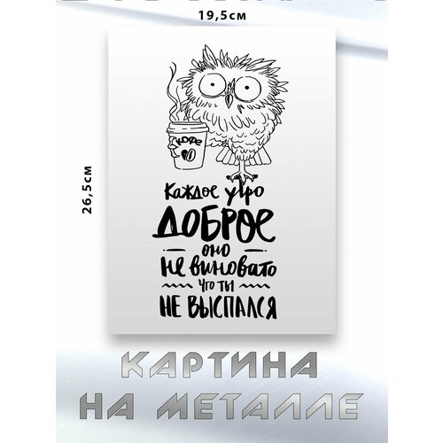 Картина для интерьера на стену с принтом Сова с Кофе картина на металле 750₽