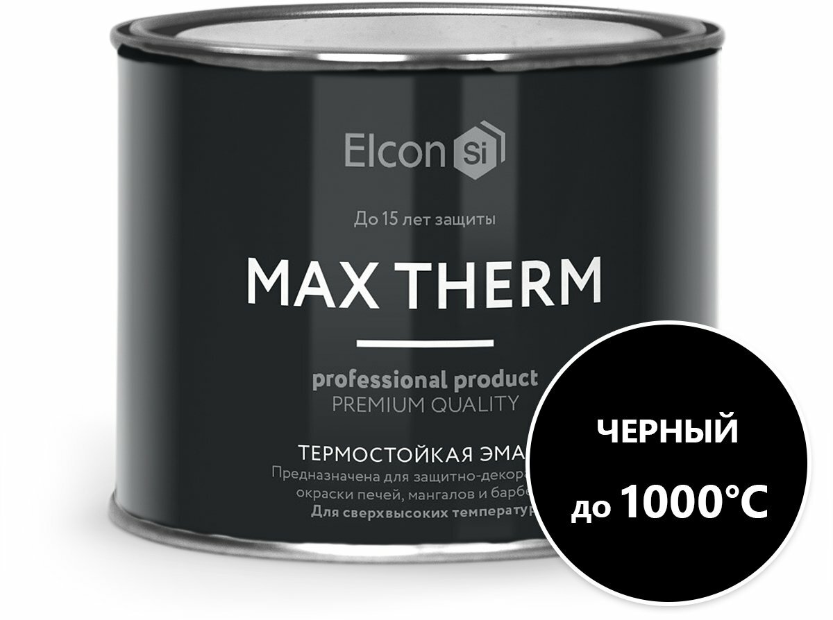 Эмаль термостойкая Elcon 1000 градусов цвет черный (0,4кг)