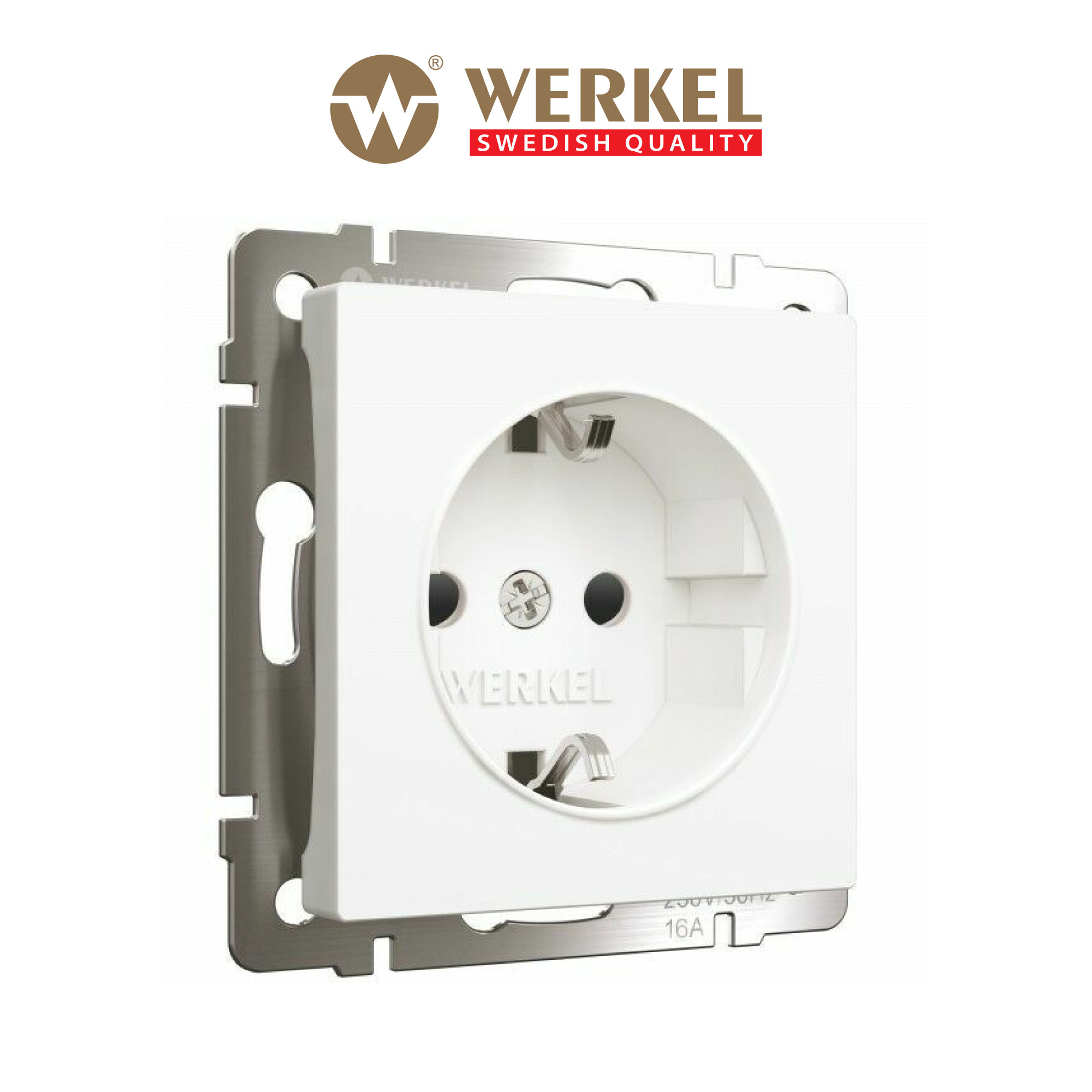 Розетка с заземлением и шторками Werkel W1171161 белый матовый IP31