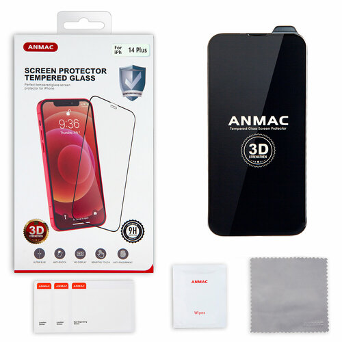 Защитное стекло iPhone 14 Plus (6.1) 3D ANMAC черное усиленное