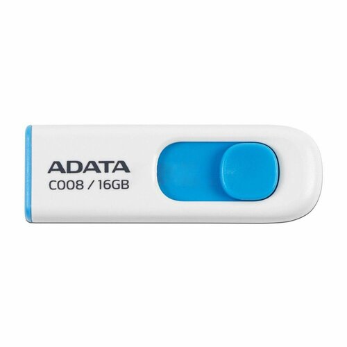 USB-флэшка A-Data C008, 16 Гб, белая/синяя, 1 шт