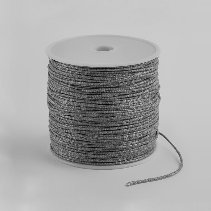 Шнур вощеный из полиэстера d=1 мм, L=70 м, цвет серый