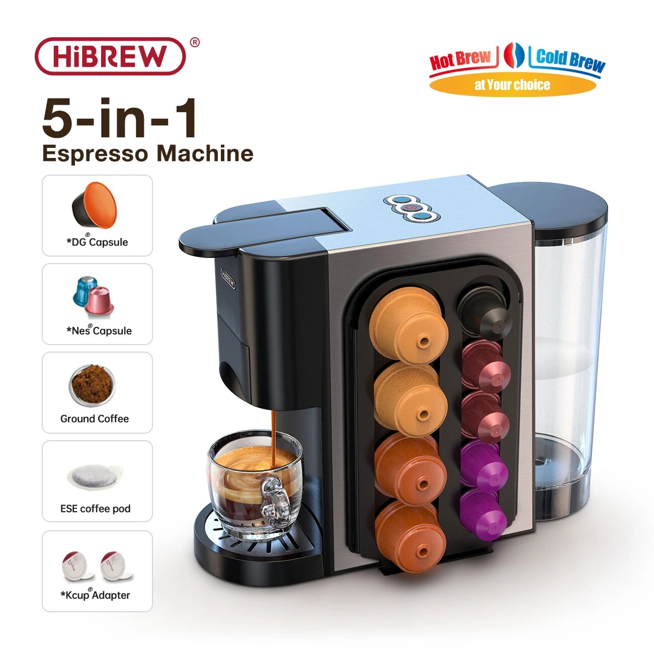 Hibrew H3 кофемашина кафетерия горячая/холодная 5 в 1 несколько 19Bar Dolce Gusto молоко и эспрессо капсулы манжета кофе