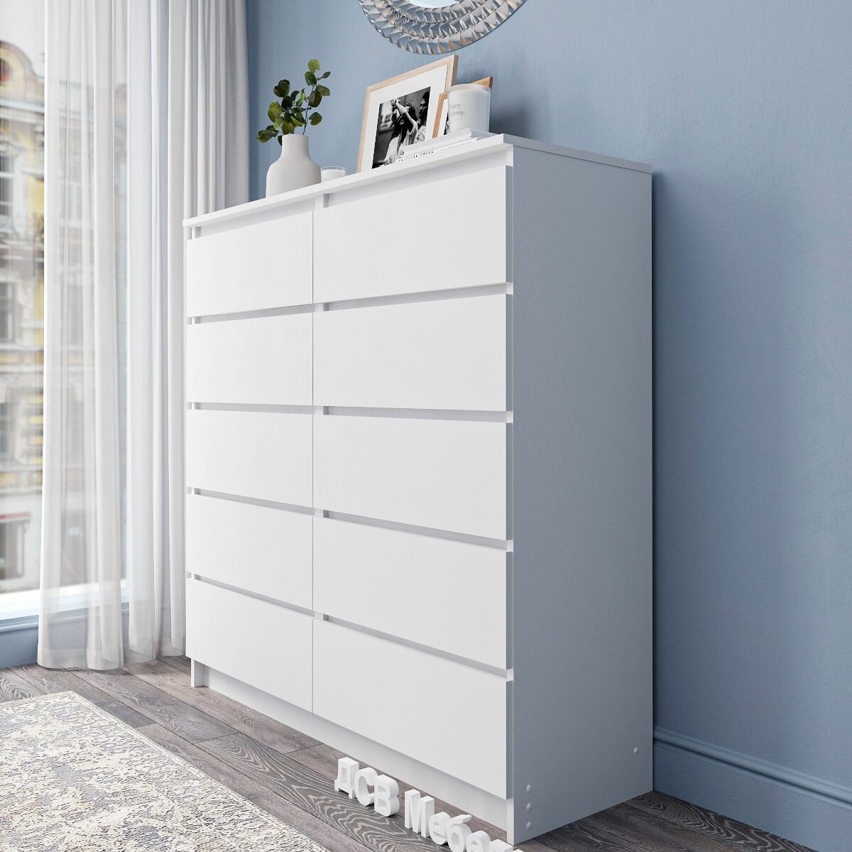 Комод 10 ящиков МК 1200.10 Мори Белый