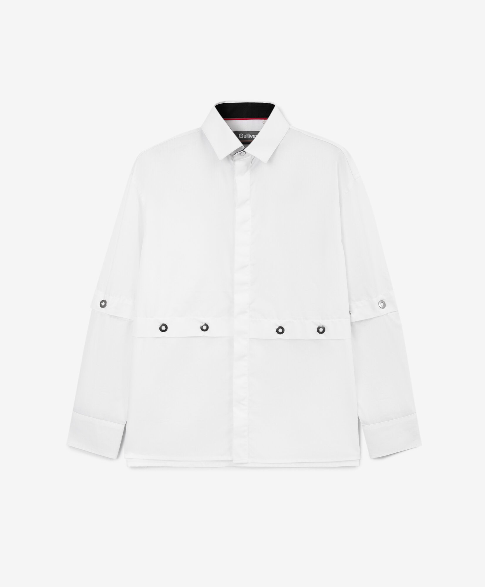 фото Рубашка оверсайз с люверсами белая для мальчика Gulliver, р. 152, мод. 224GSBJC2310