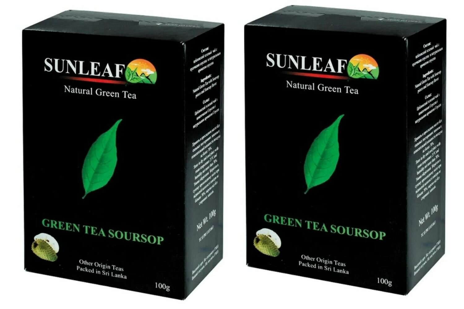 Чай "Sunleaf" зеленый "Green Tea Soursop" 100 грамм - 2 упаковки.