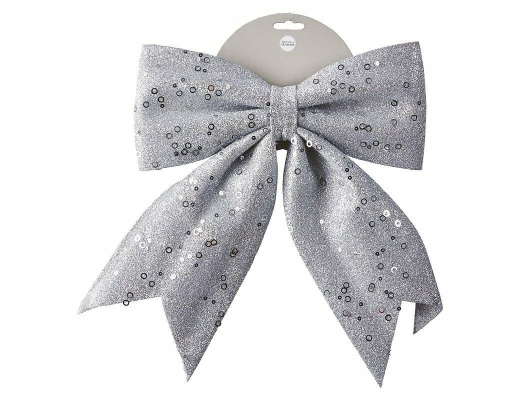 Бант для декорирования мерцающий серебряный  28х33 см  Edelman 1045686