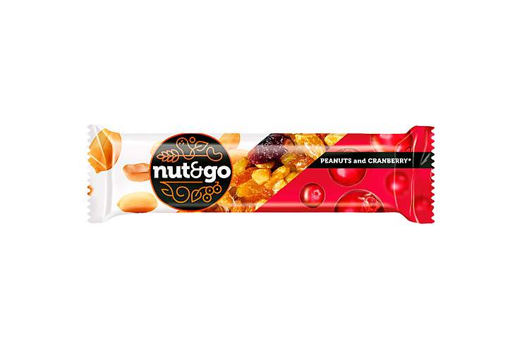 «Nut&Go», батончик с арахисом и клюквой, 42 г (упаковка 18 шт.)