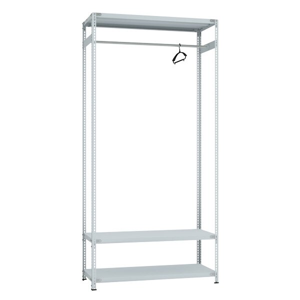 Stellcom Металлический стеллаж со штангой для одежды 2000х1200х500 3 полки 1 вешало