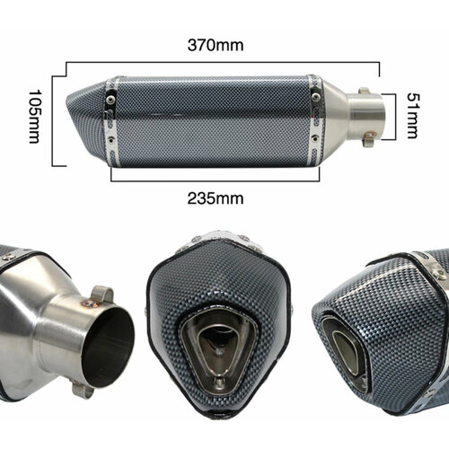 Глушитель Akrapovic (replica) универсальный для мотоцикла, для квадроцикла 370мм