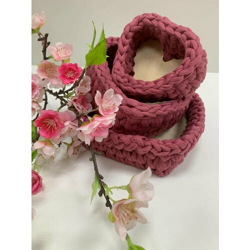 Набор корзинок в форме сердечка Цвет брусника