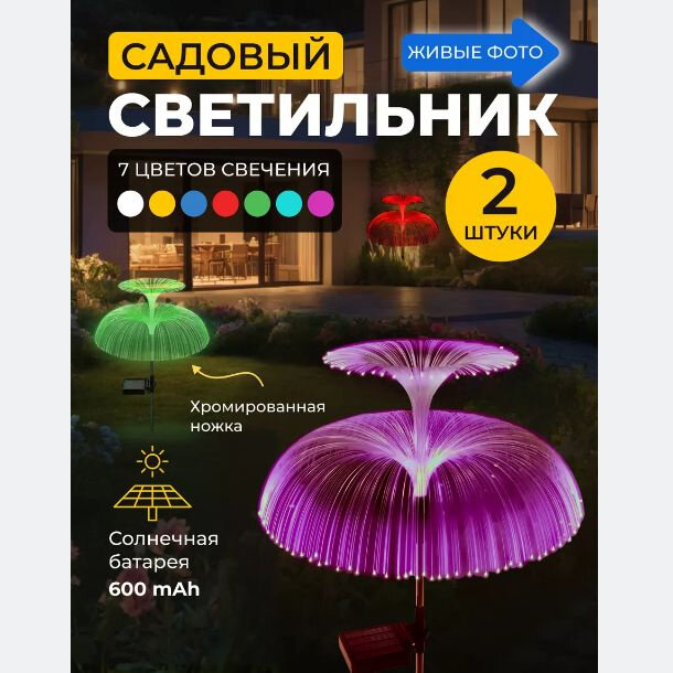 фото Светильник садовый для дачи и сада на солнечной батарее, 2шт