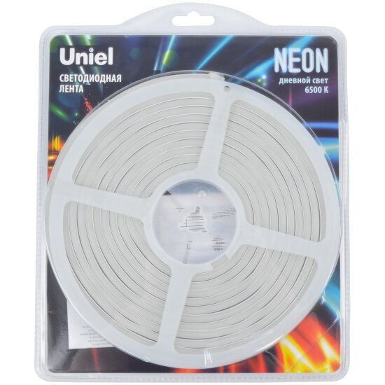 Картинки Светодиодная лента Uniel NEON ULS-N01-2835-120LED/m-6mm-IP67-DC12V-9W/m-5M-6500K блистер
