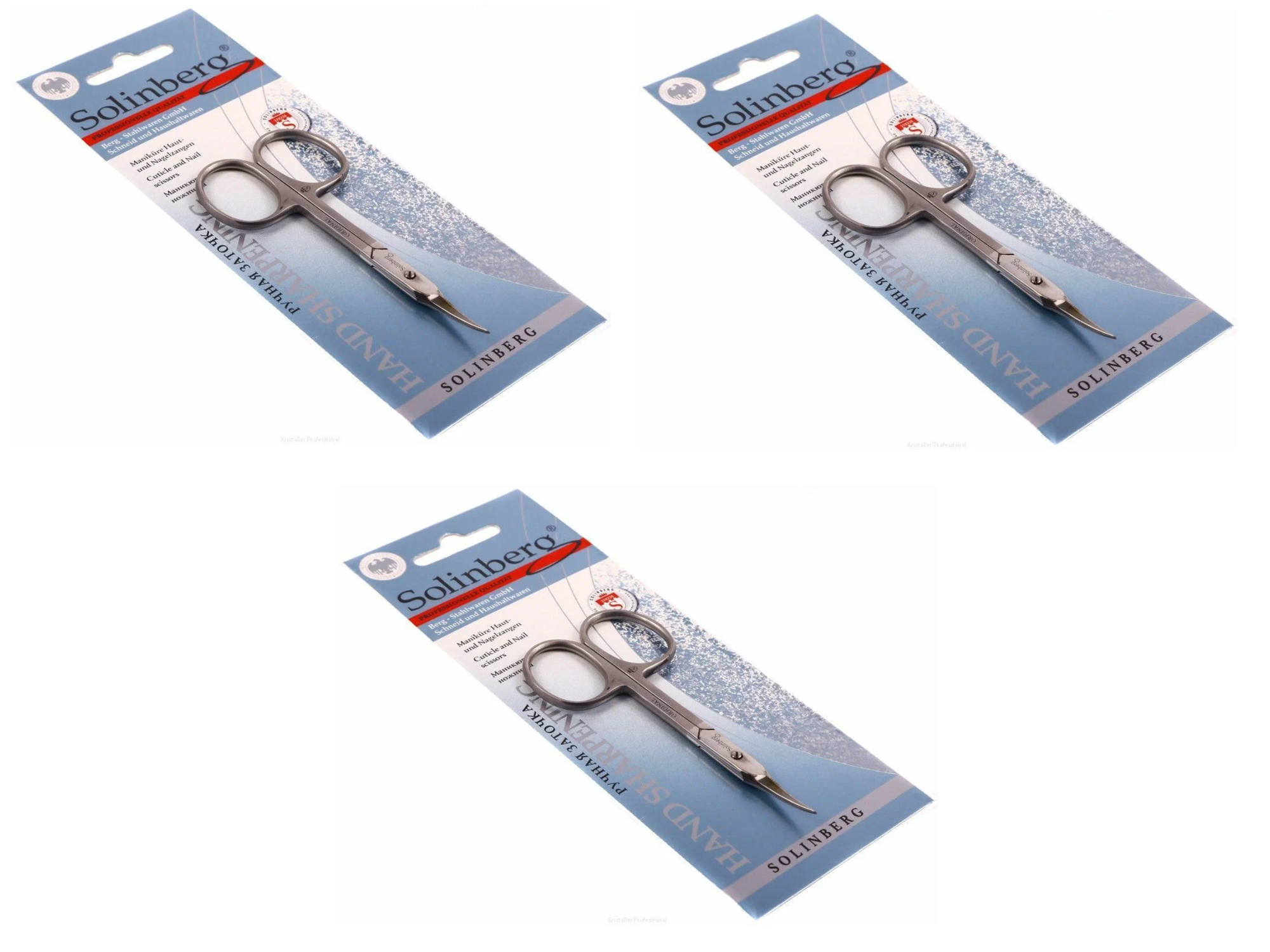 Ножницы для кутикулы Solinberg с ручной заточкой 212-012z - 3 штуки