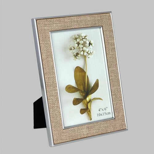 Фоторамка металлическая 10х15 бежевая, серебро