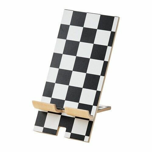 Подставка для телефона IKEA PLUGGLAND плуггланд 8x10x15 см клетчатый орнамент/черный белый — фото 1