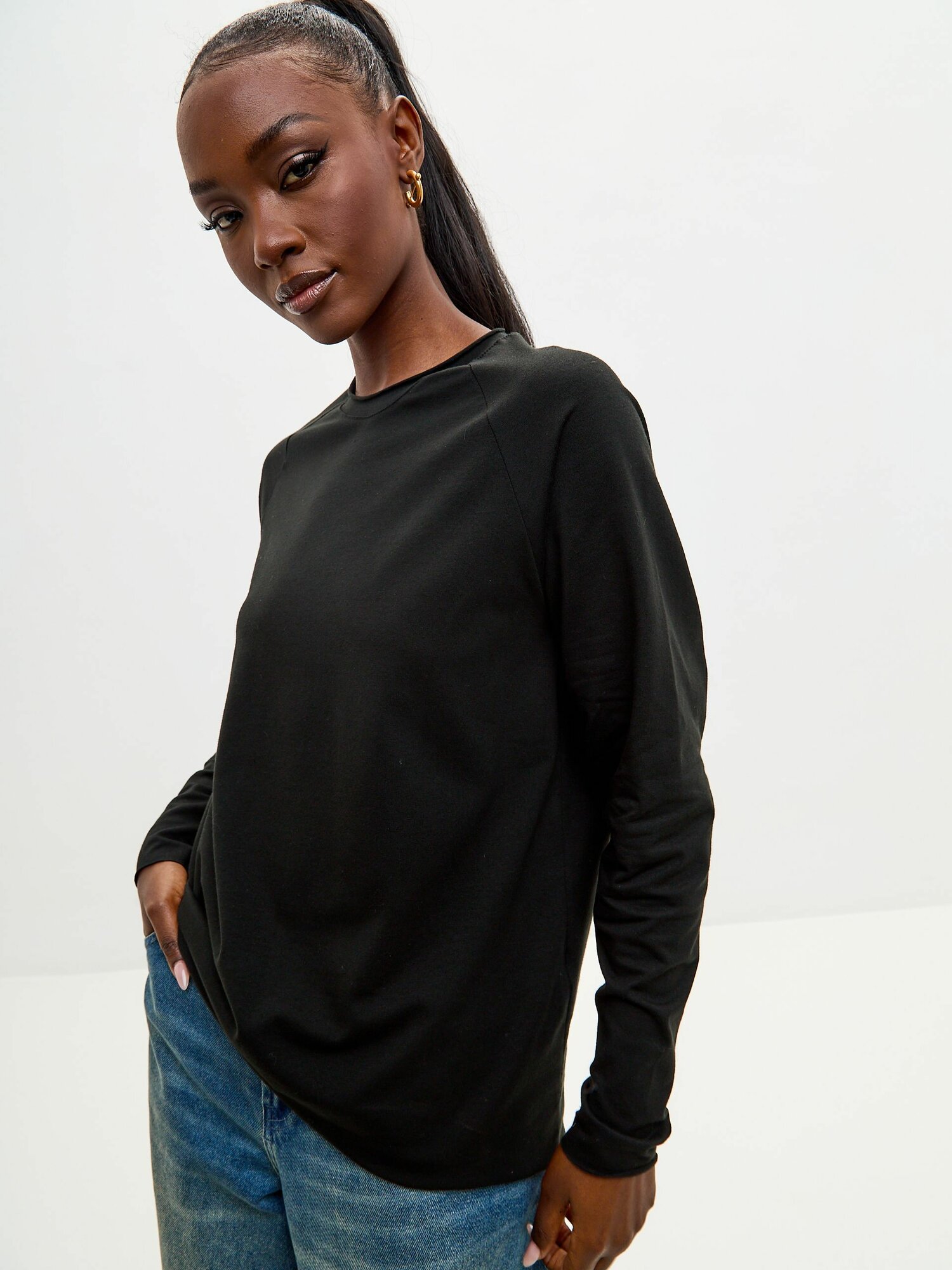 Лонгслив НАШЕ, размер XXS-XS, , черный, Черный