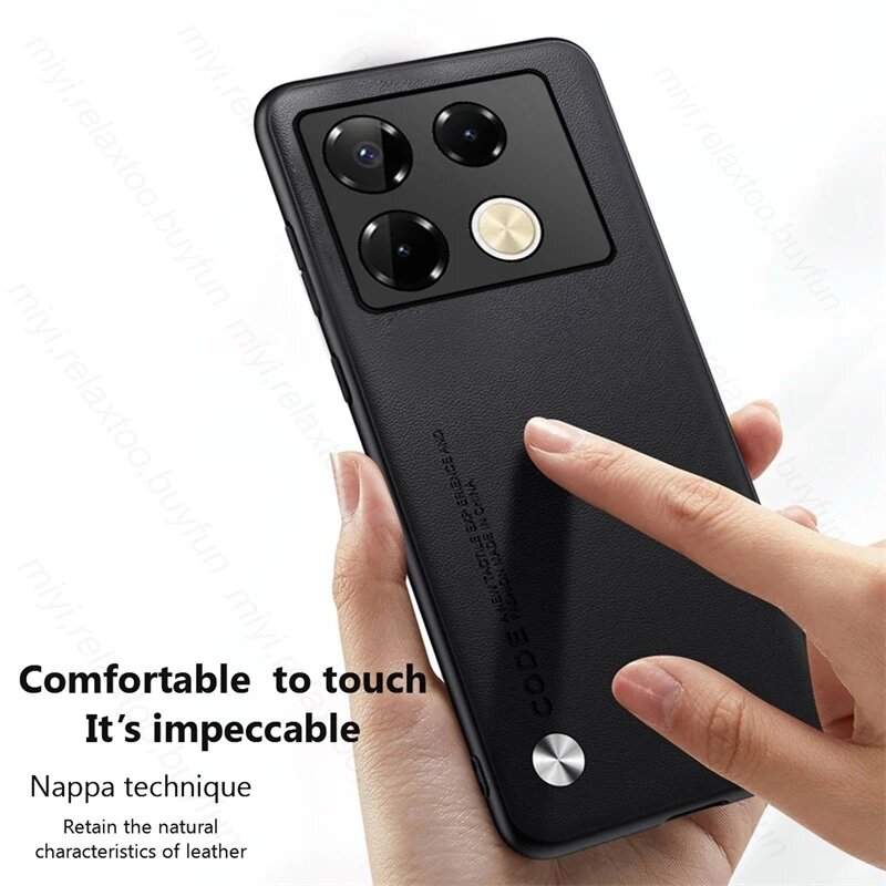Note40pro 4G 5G чехол кожаный чехол для телефона Infinix Note40 Note 40 Pro Plus Pro + 5G 4G TPU мягкая рамка защитные чехлы, Black-04, InfinixNote40p 4G — фото 1