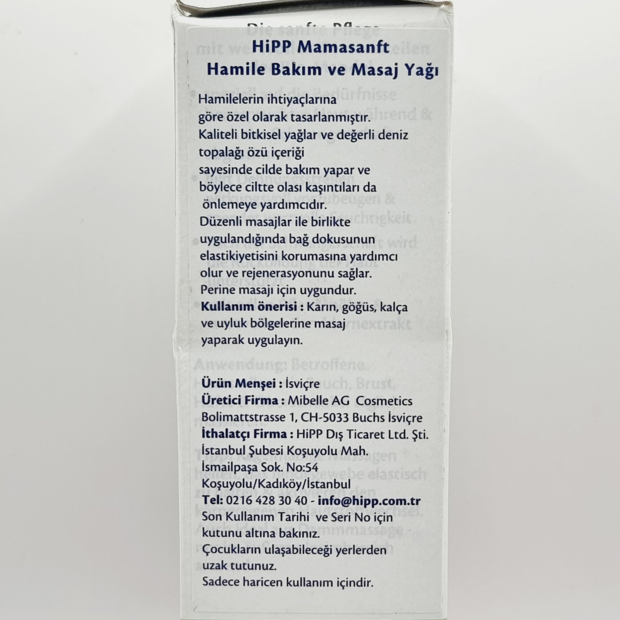 Изображение Hipp Mamasanft масло против растяжек для беременных с маслом облепихи и миндаля 100 мл (Швейцария)