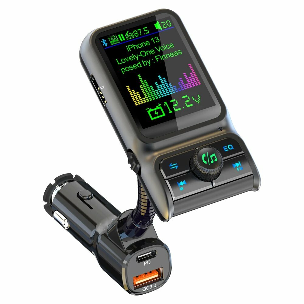 Автомобильный MP3 музыкальный плеер, 1,8 дюймов, Bluetooth 5,0, приемник, FM-передатчик, двойной USB QC3.0, зарядное устройство, поддержка U-диска/TF-карты, беспроводная ручная работа