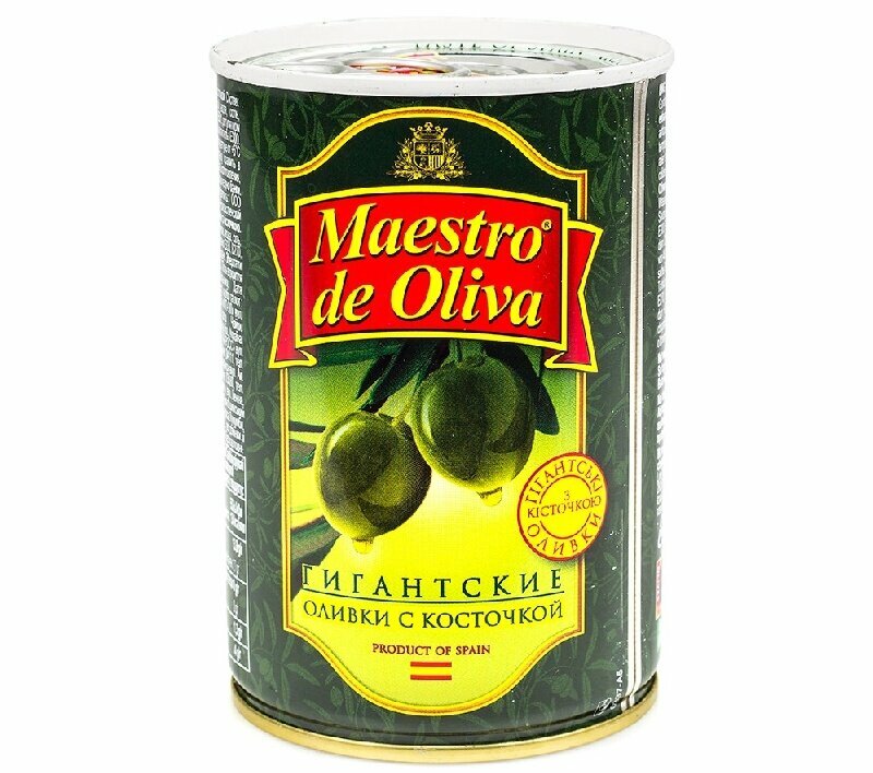 Оливки MAESTRO DE OLIVA Гигантские с костью /жесть/ 420г