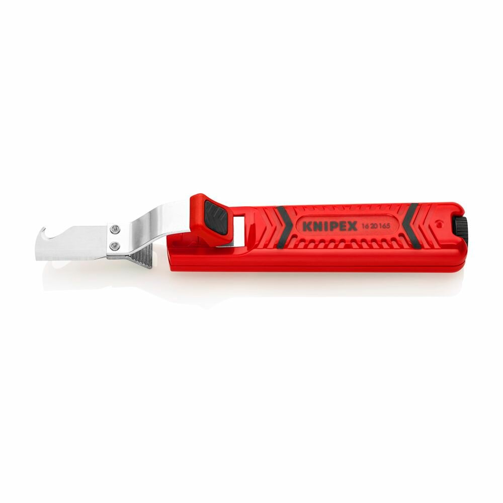 Стриппер KNIPEX для круглого кабеля, d 8-28 мм, длина 130 мм, нож с прямым лезвием и лезвием-крючком KN-1620165SB — фото 1