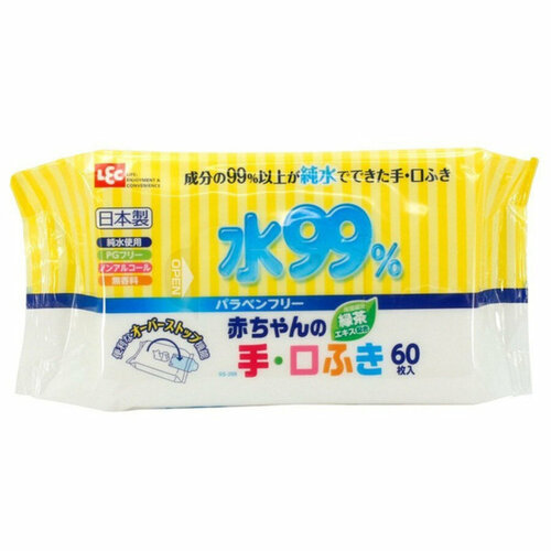 IPLUS Влажные салфетки 99% детские для рук, лица, игрушек, сосок, бутылочек, поильников с экстрактом зеленого чая, рельефные 60 шт. мягкая упаковка