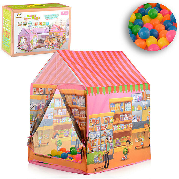 Игровая палатка Oubaoloon 85х62х95 см, 100 пластиковых мячей, в коробке (J10303)