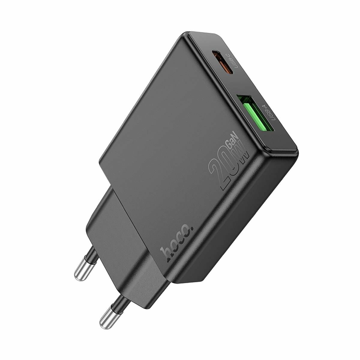 Сетевое зарядное устройство USB Hoco N38 (20W/QC 3.0/порт USB-C PD) <черный>