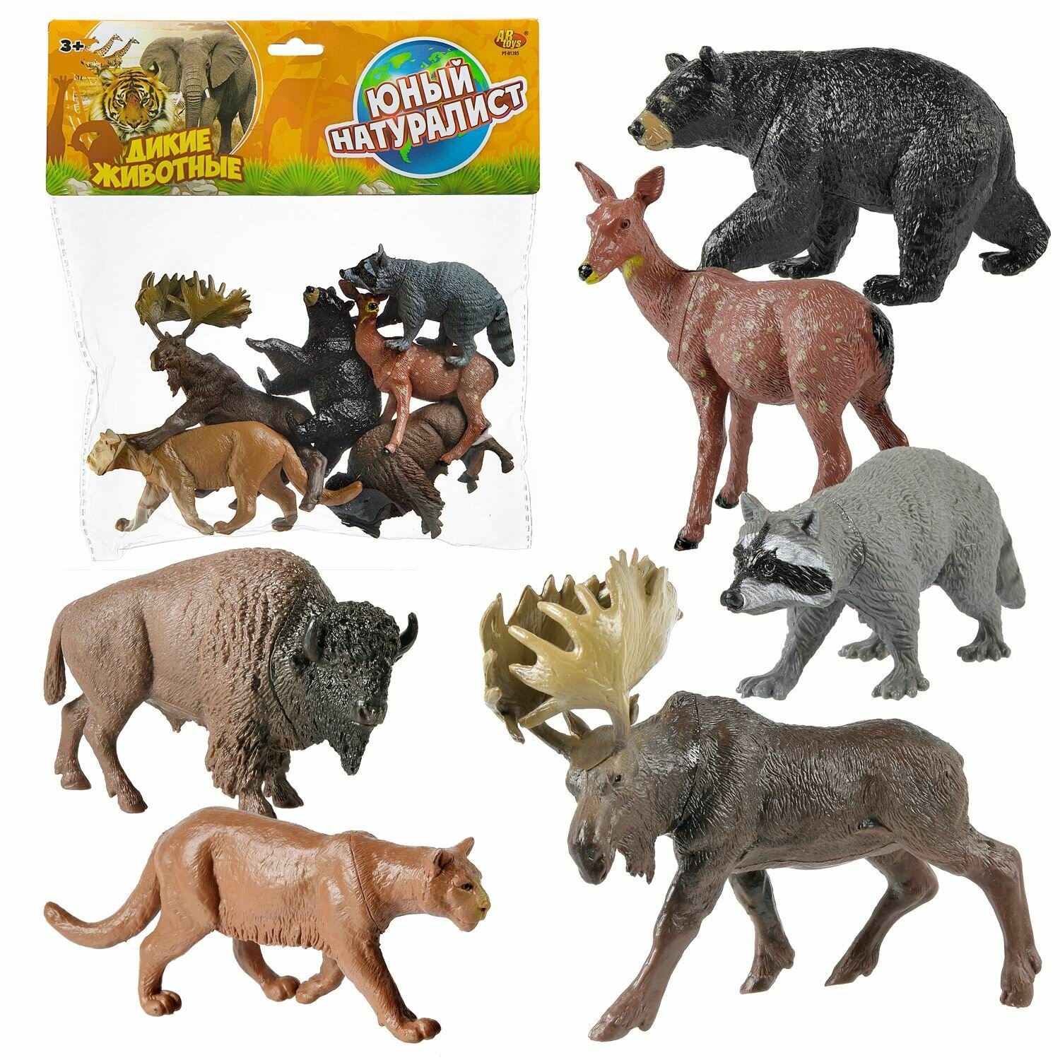 Юный натуралист. Фигурки диких лесных животных, 6 штук