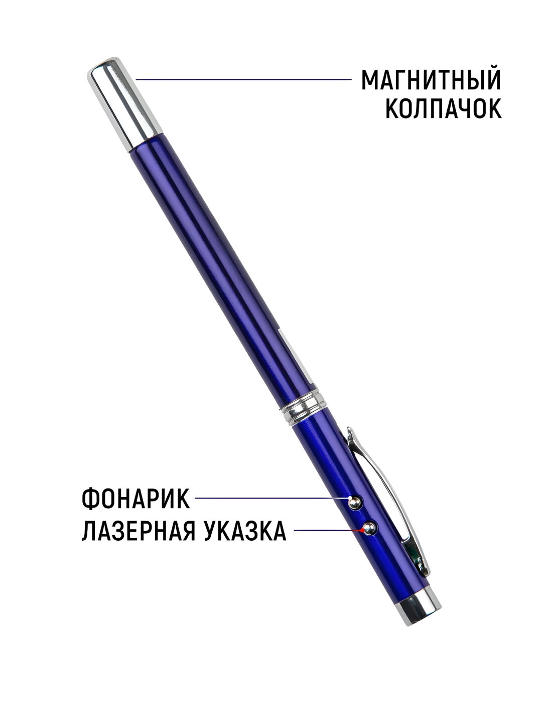 Указка ручка для учеников и преподавателей, указка, лазер, фонарик, магнит, Фиолетовый — фото 1