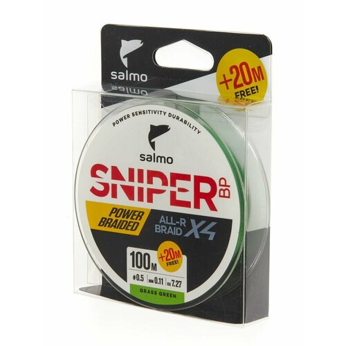 Шнур плетеный Salmo Sniper BP ALL R BRAID х4 Grass Green 120 м, 0,11 мм