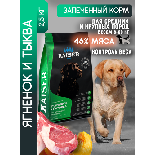 KAISER сухой корм для собак 2,5кг "Ягненок и тыква", супер-премиум для крупных и средних пород