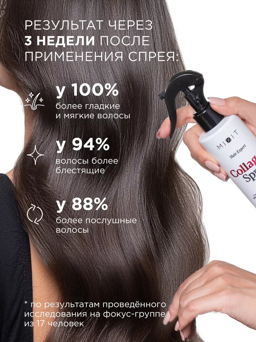 Изображение MIXIT Набор косметики для волос: спрей - блеск и сыворотка термозащита с коллагеном и кератином Hair Expert