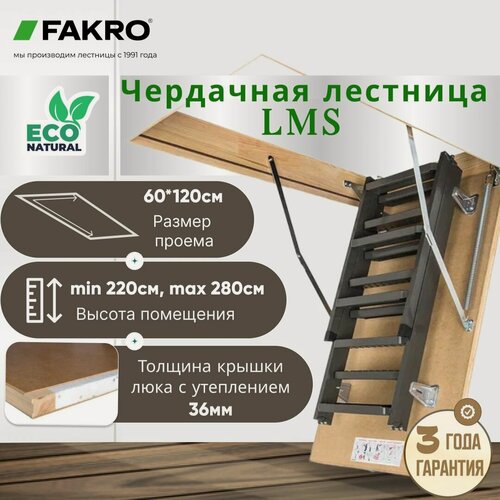 Изображение товара Чердачная лестница с люком FAKRO LMS 60*120*280, металическая