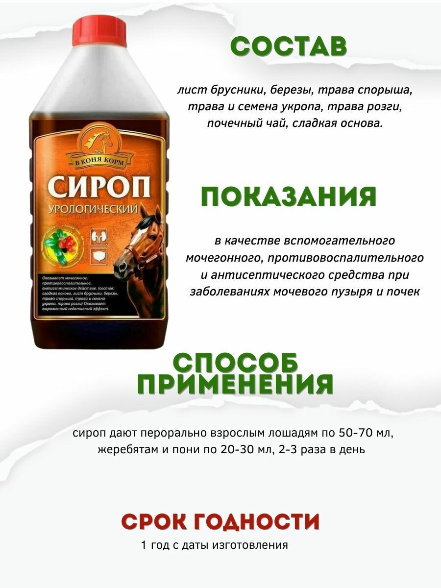 Картинки Сироп урологический для лошадей 1л